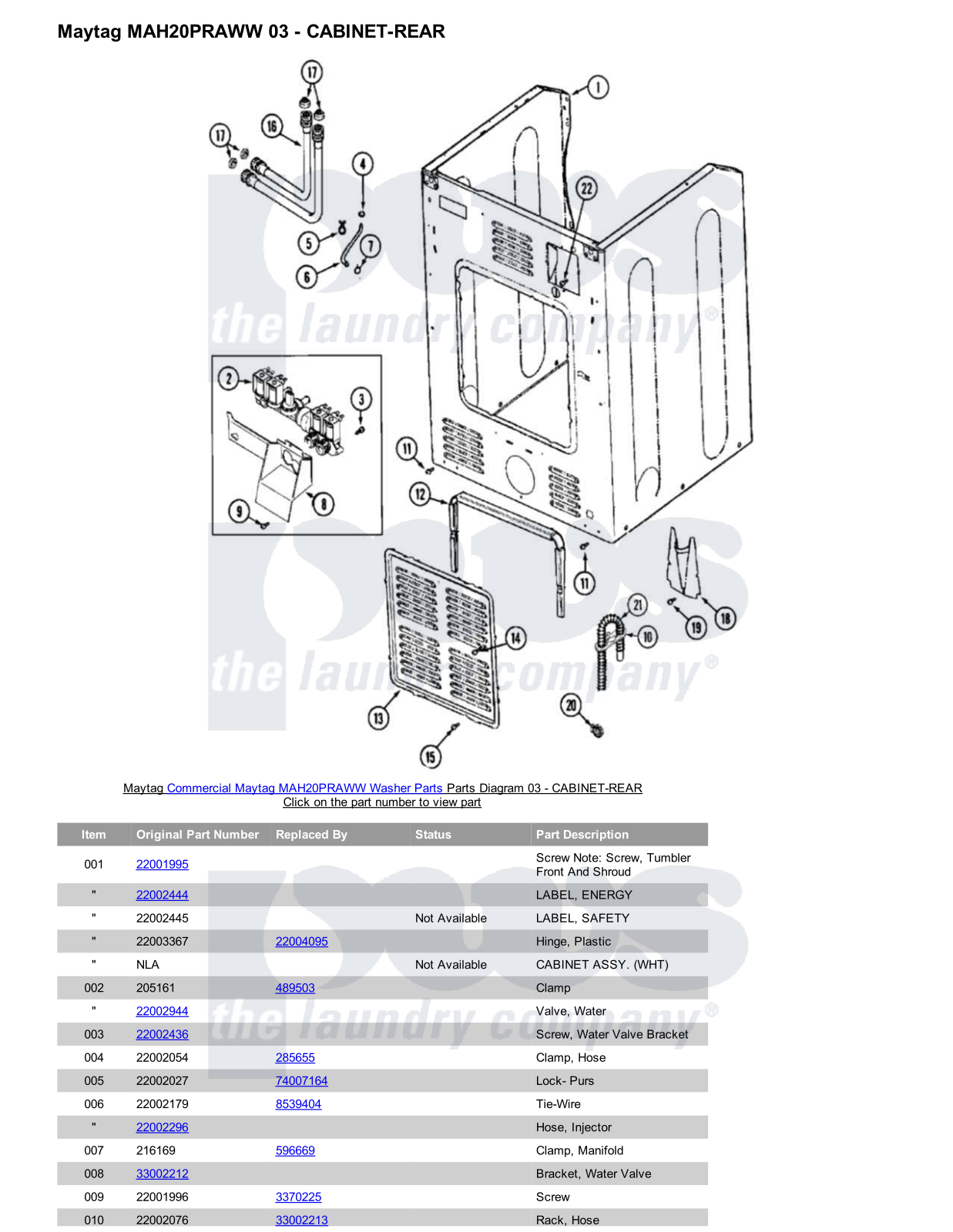 Maytag MAH20PRAWW Parts Diagram