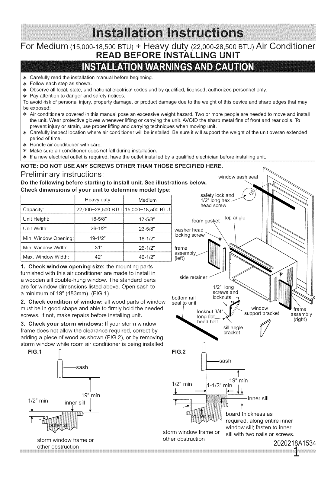 Frigidaire FFRE15L3Q10, FFRE15L3Q11, FFRE15L3Q12, FFRE15L3Q13, FFRE15L3Q14 Installation Guide - ManualMachine.com
