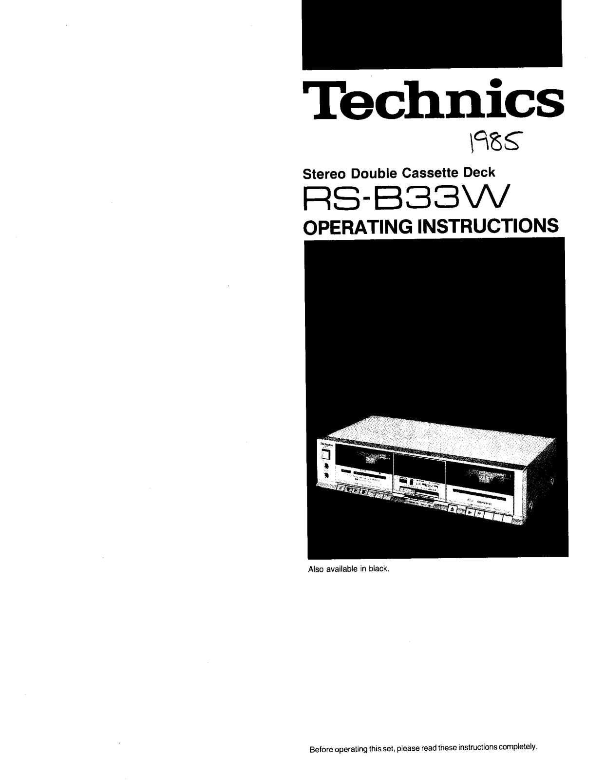 Panasonic RS-B33W Operating Instructions