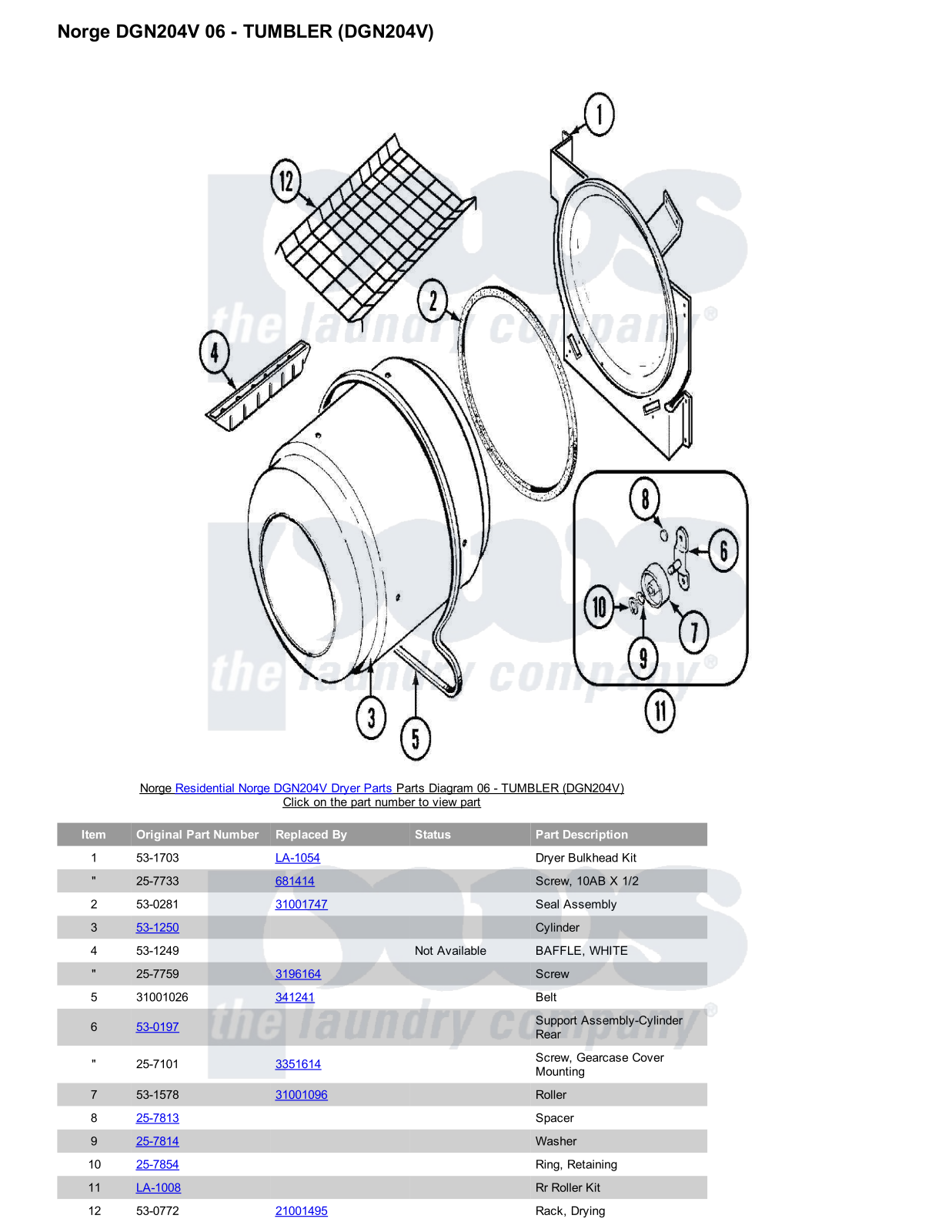 Norge DGN204V Parts Diagram