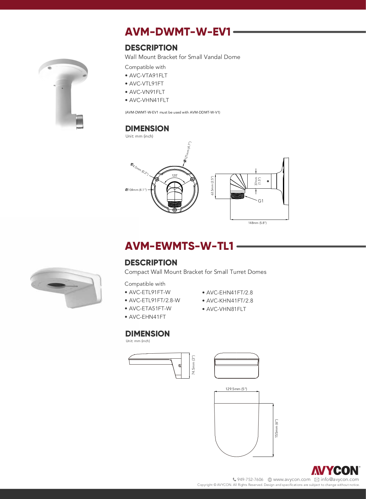 Avycon AVM-EWMTS-W-TL1 Specsheet