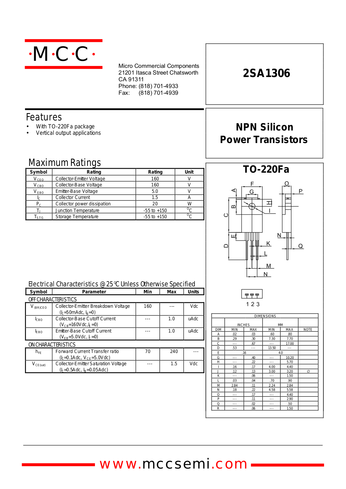 Datasheet 2SA1306B Specification - ManualMachine.com
