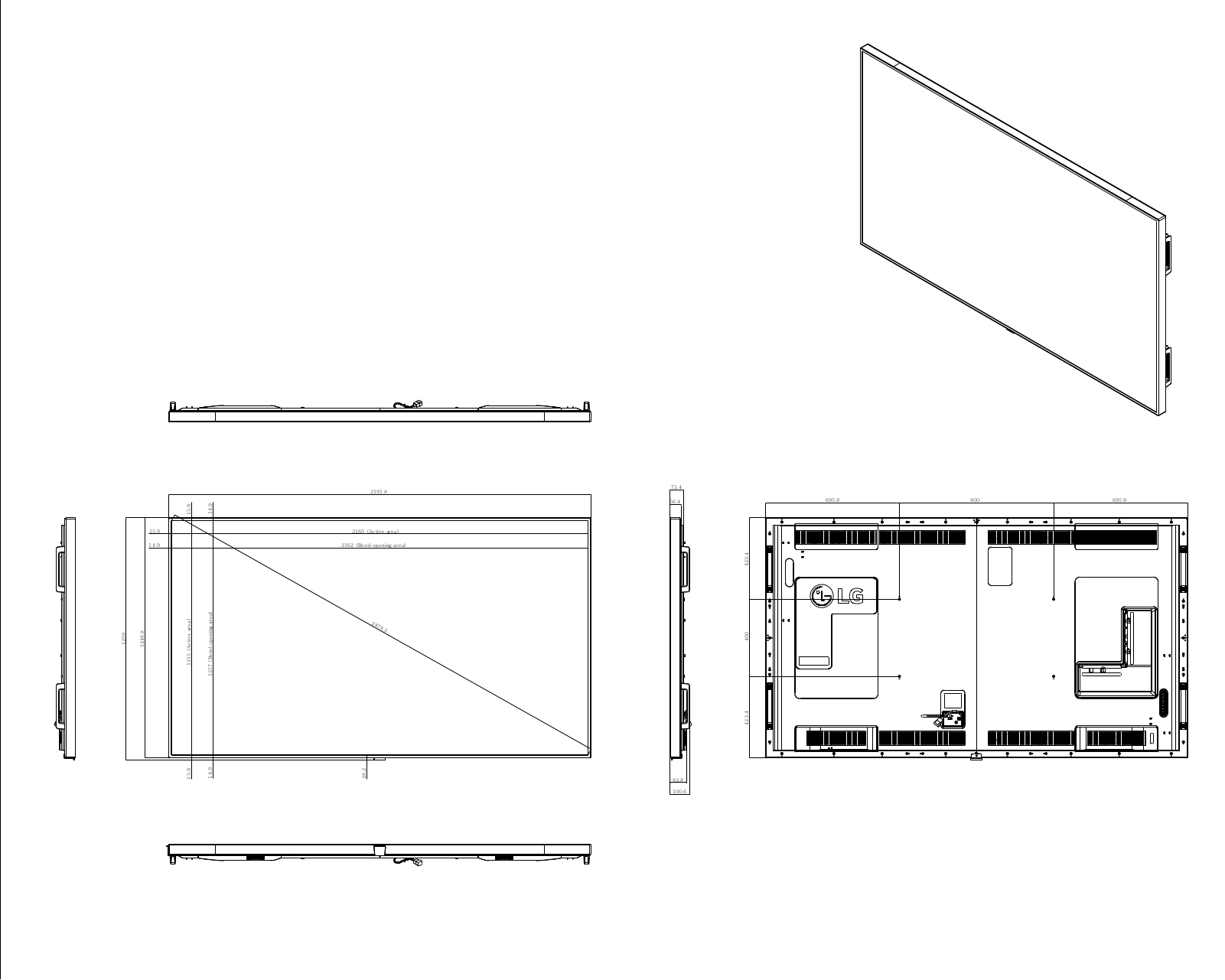 LG 98UH5F Dimensional drawing