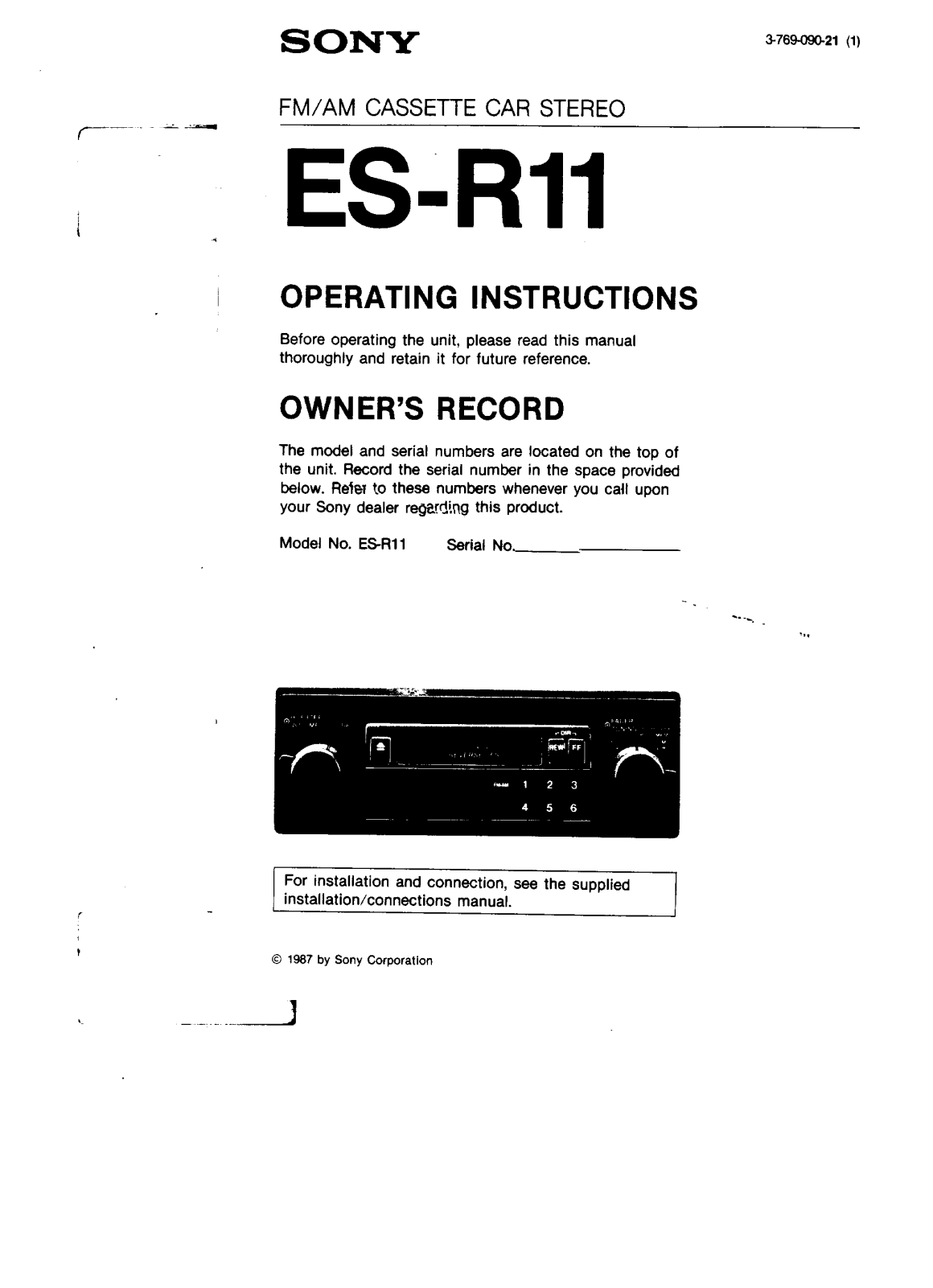 Sony ESR11 Operating Manual