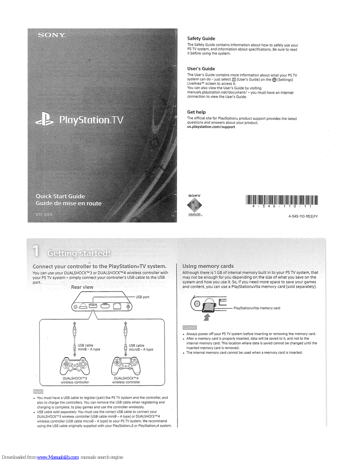 Sony PlayStation VTE-1001 Quick Start Manual