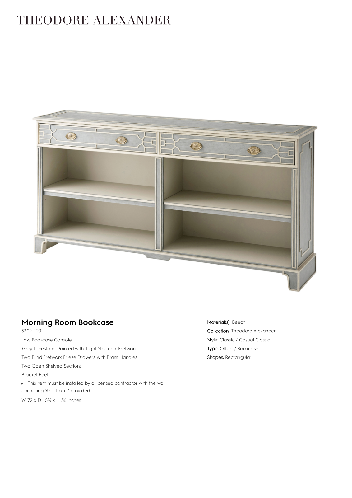 Theodore Alexander FPLJ3080 Specifications - ManualMachine.com