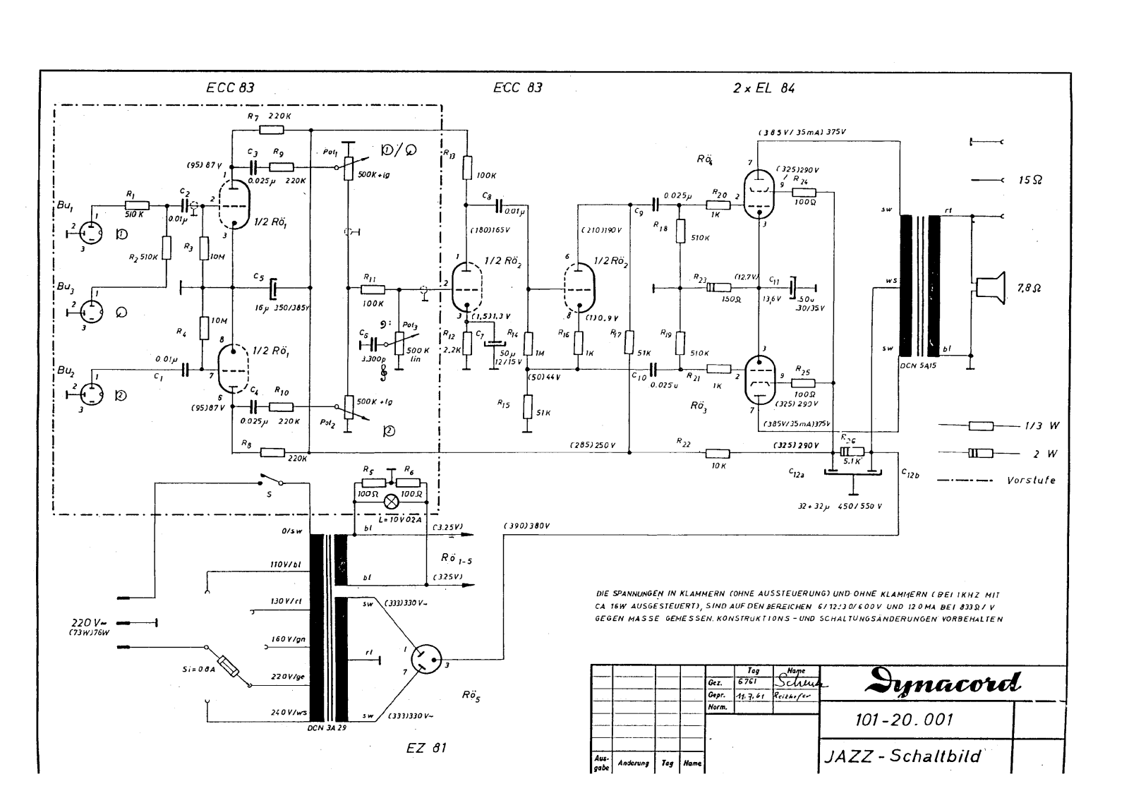 Dynacord Jazz Schematic