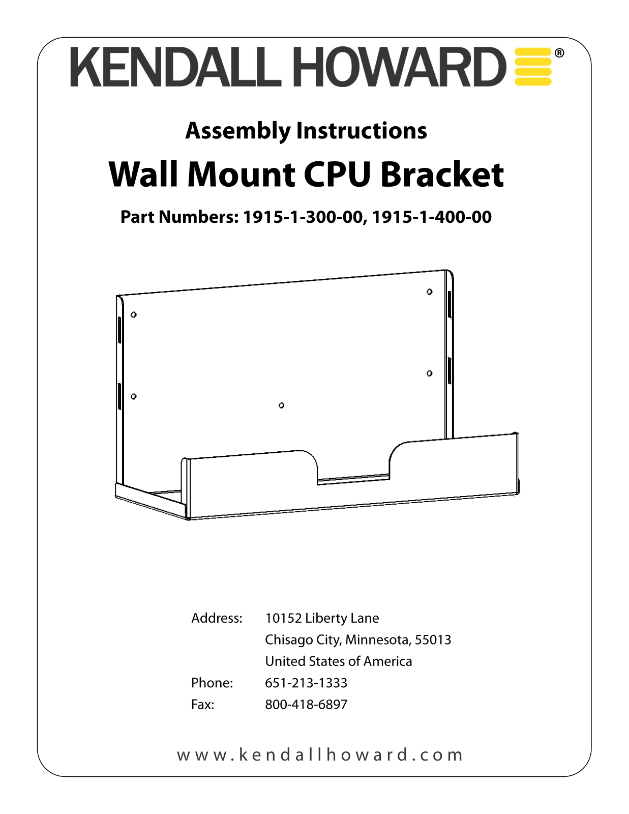 Kendall Howard 1915-1-400-00 User Manual