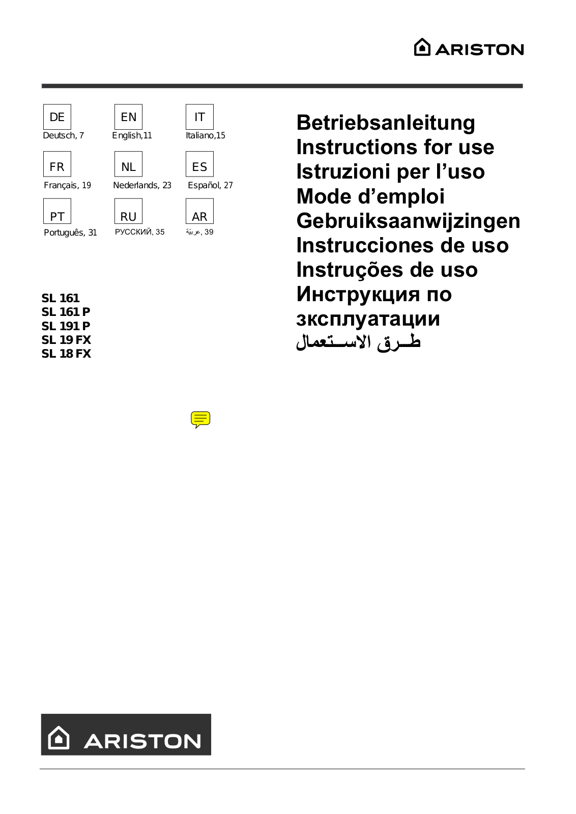 ARISTON SL 16.1 IX User Manual