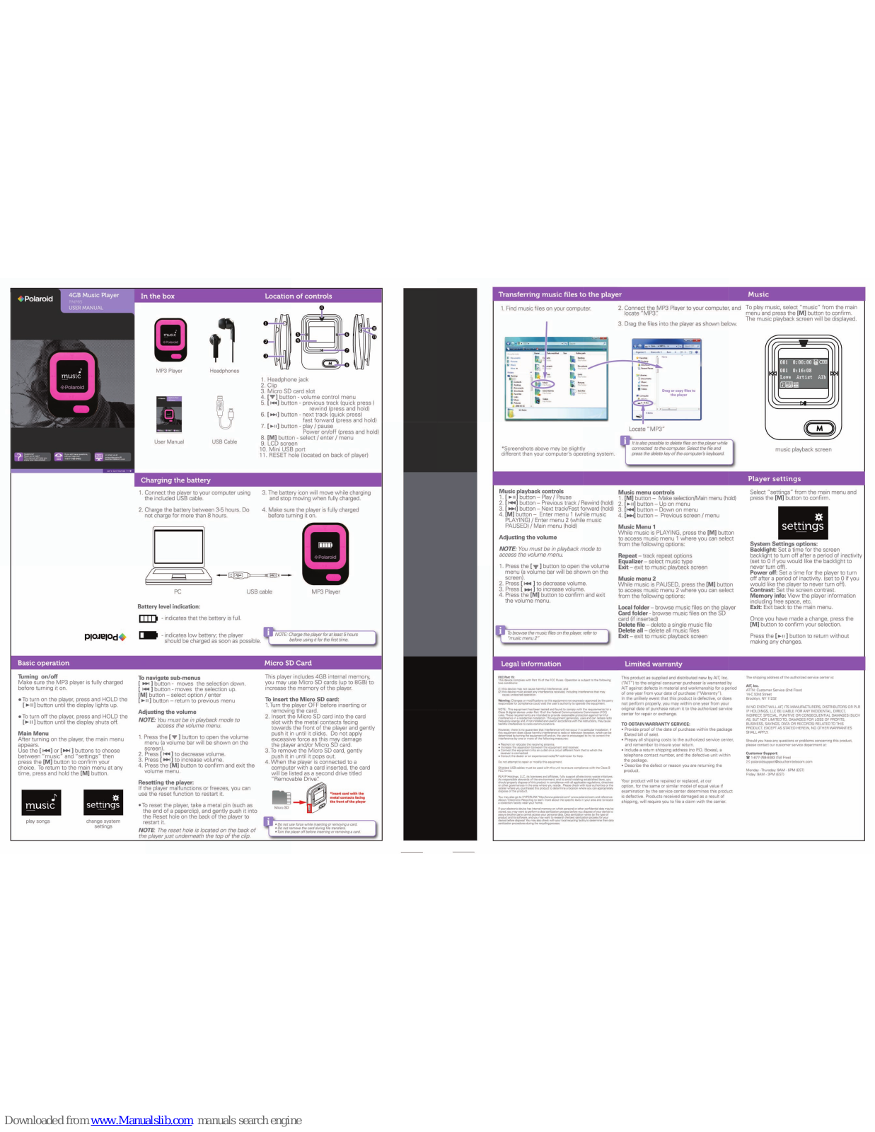 Polaroid iS529-BLK-BOX, PMP85BL, PMP85PK, PMP85 Quick Start Manual