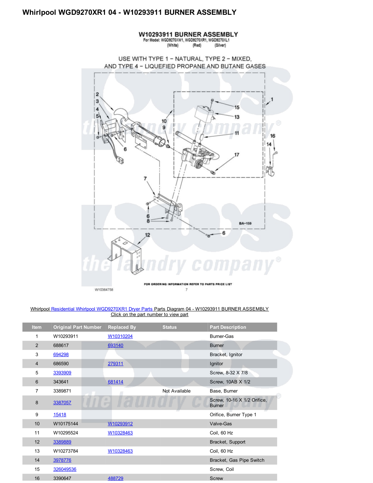 Whirlpool WGD9270XR1 Parts Diagram