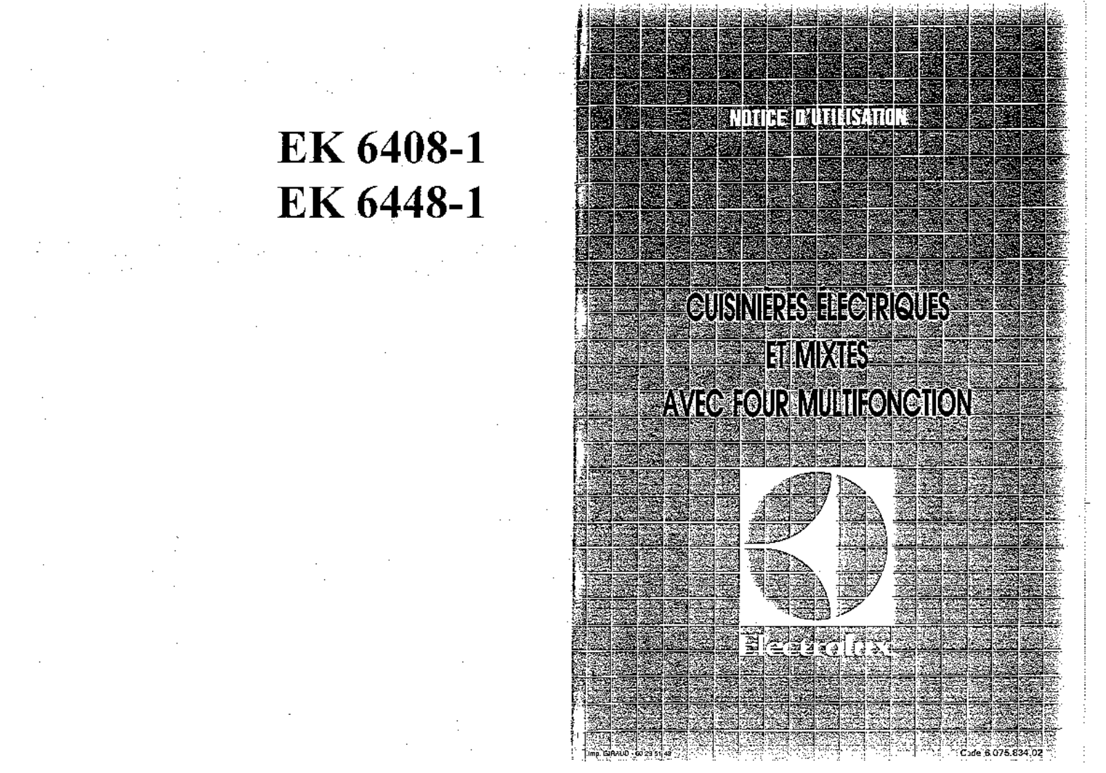 electrolux EK6448/1, EK6408/1 User Manual