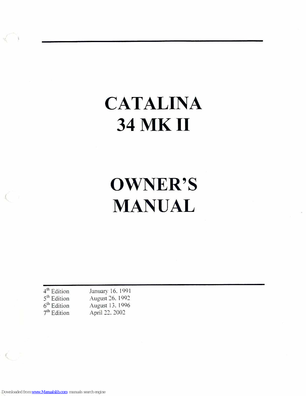 Catalina 34 MK II Owner's Manual