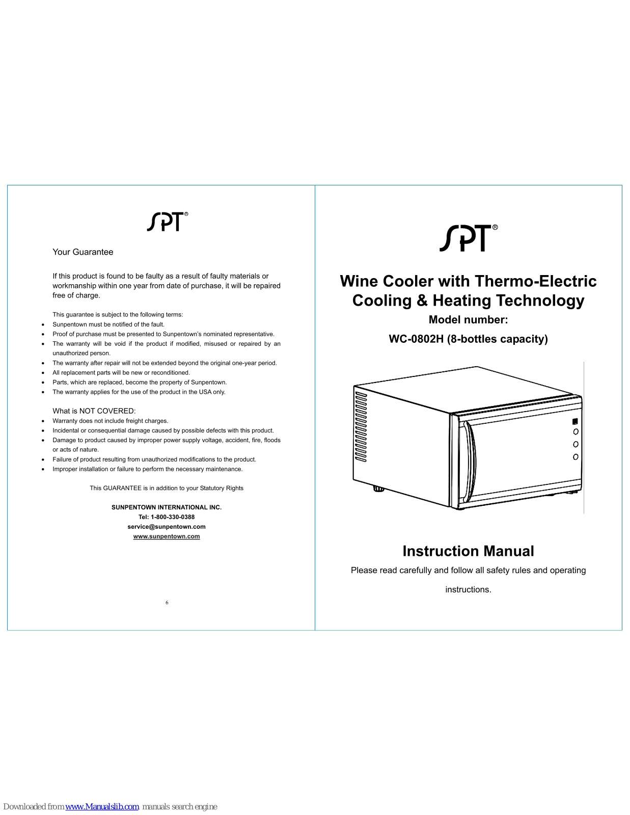 SPT WC-0802H Instruction Manaul