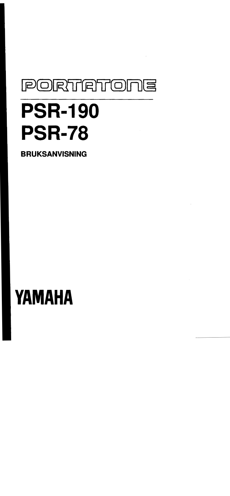 Yamaha PSR-190, PSR-78 User Manual