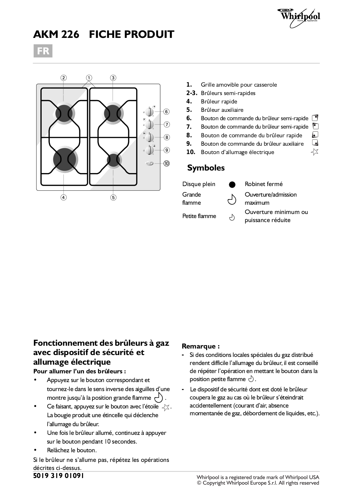 WHIRLPOOL AKM 226 IX User Manual