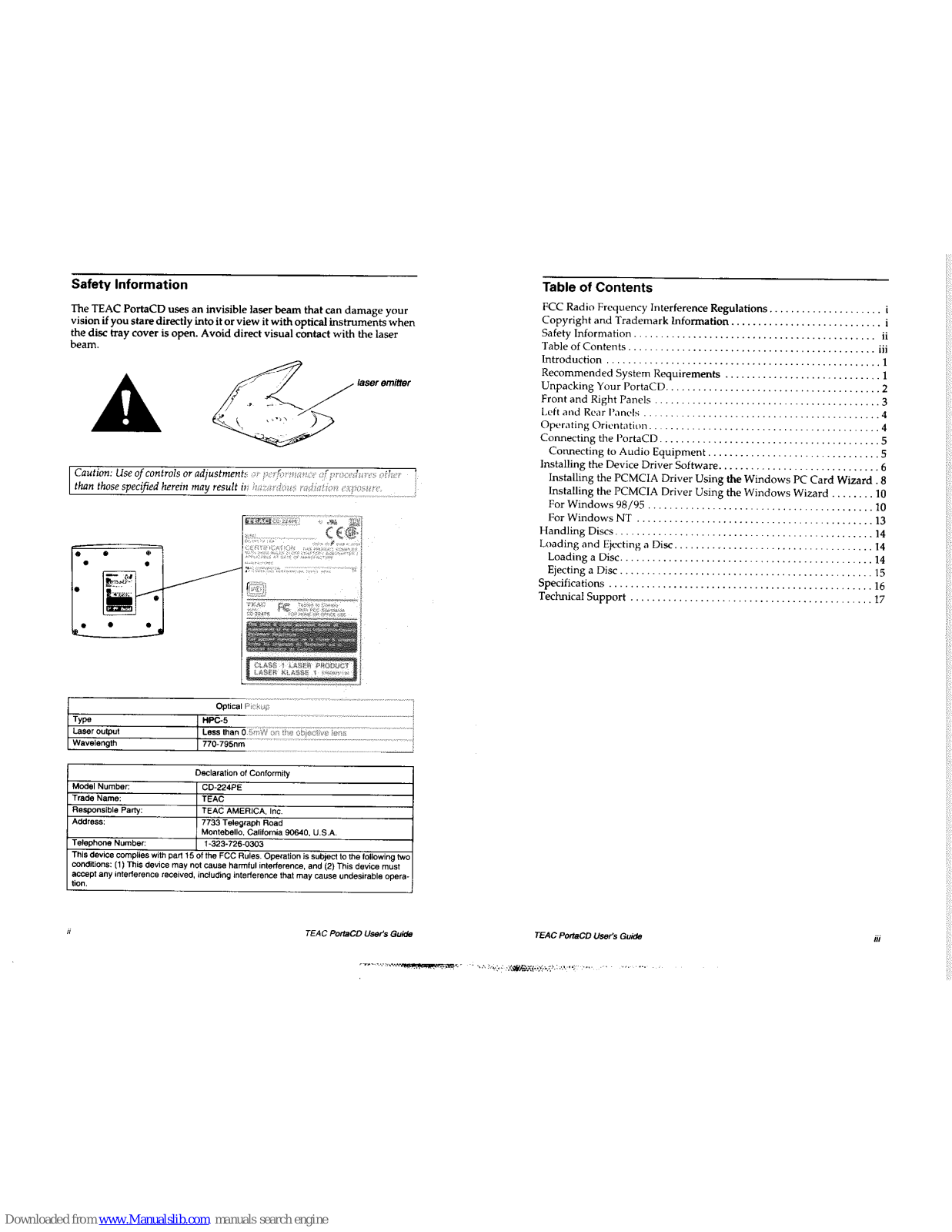 Teac PortaCD CD-224PE User Manual