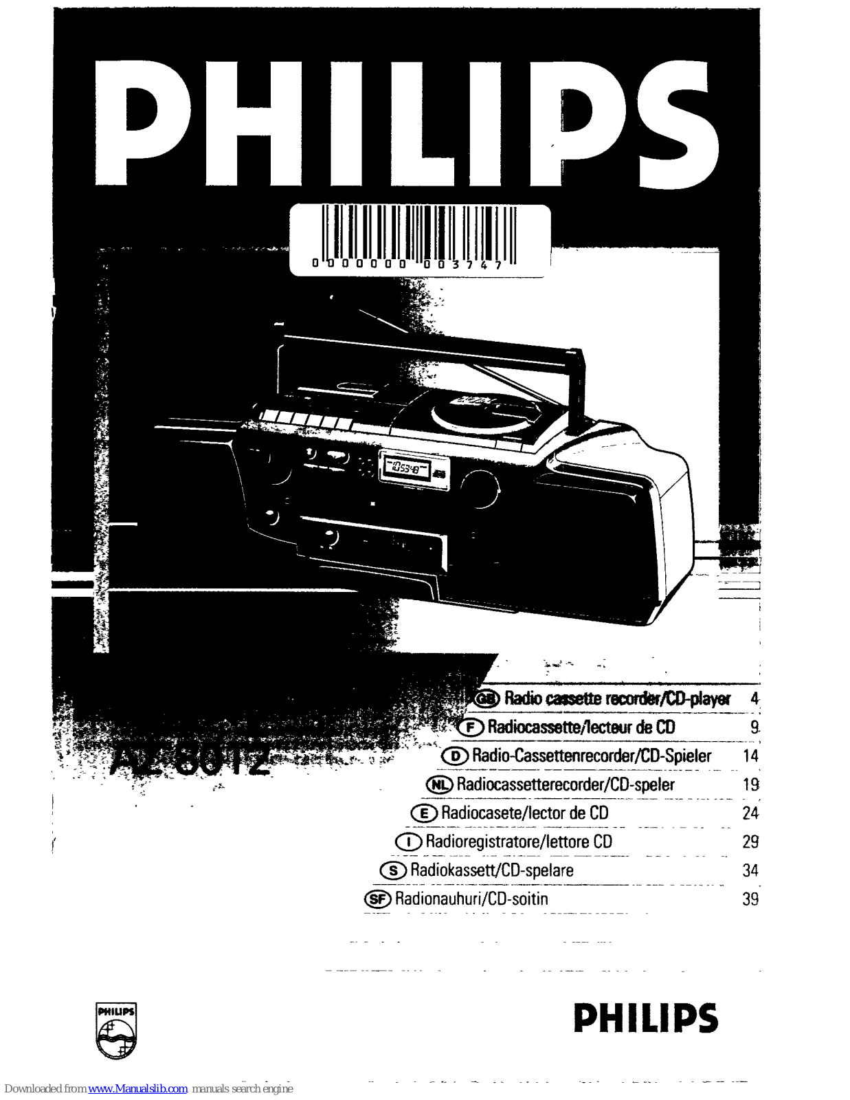 Philips AZ6012 Operating Manual