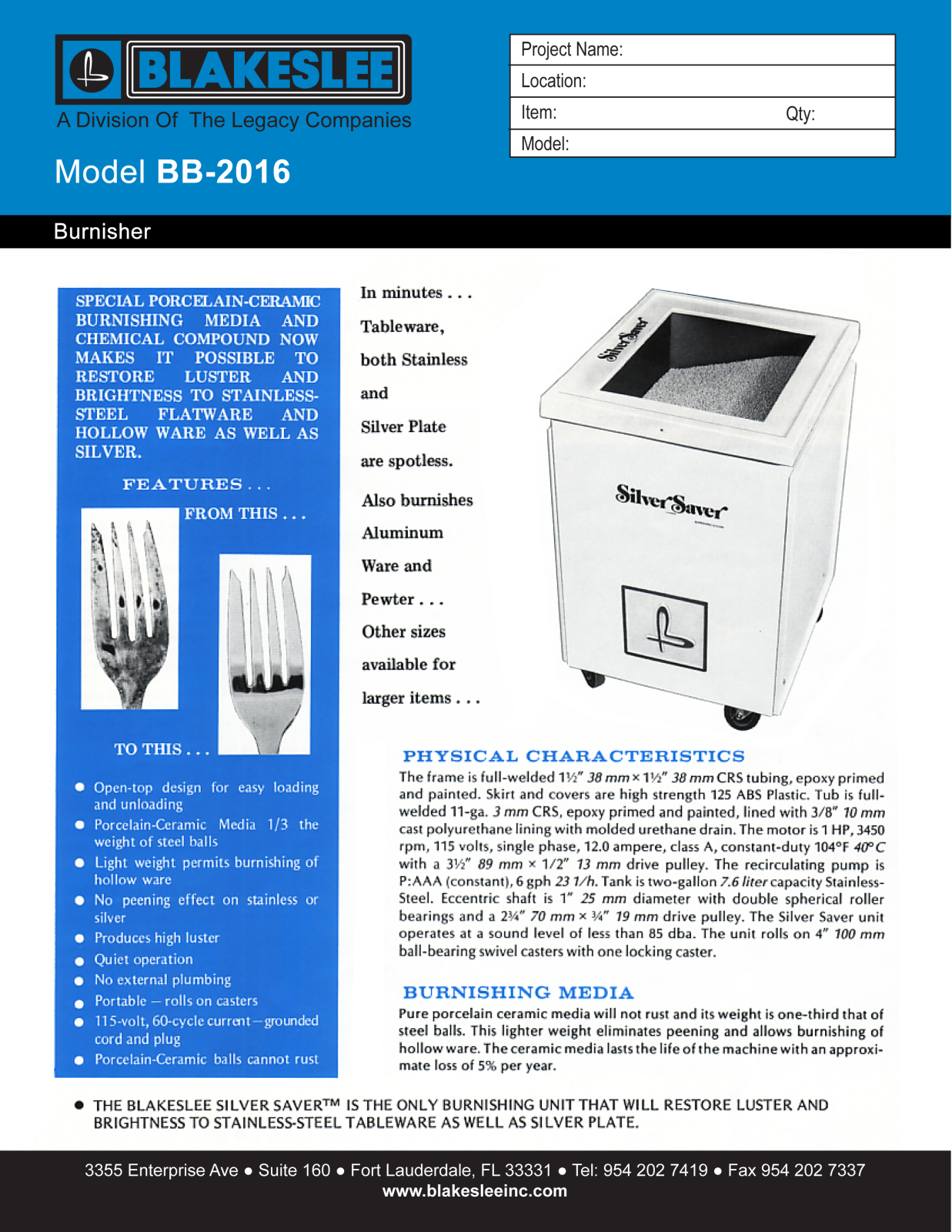 Blakeslee BB-2016 User Manual