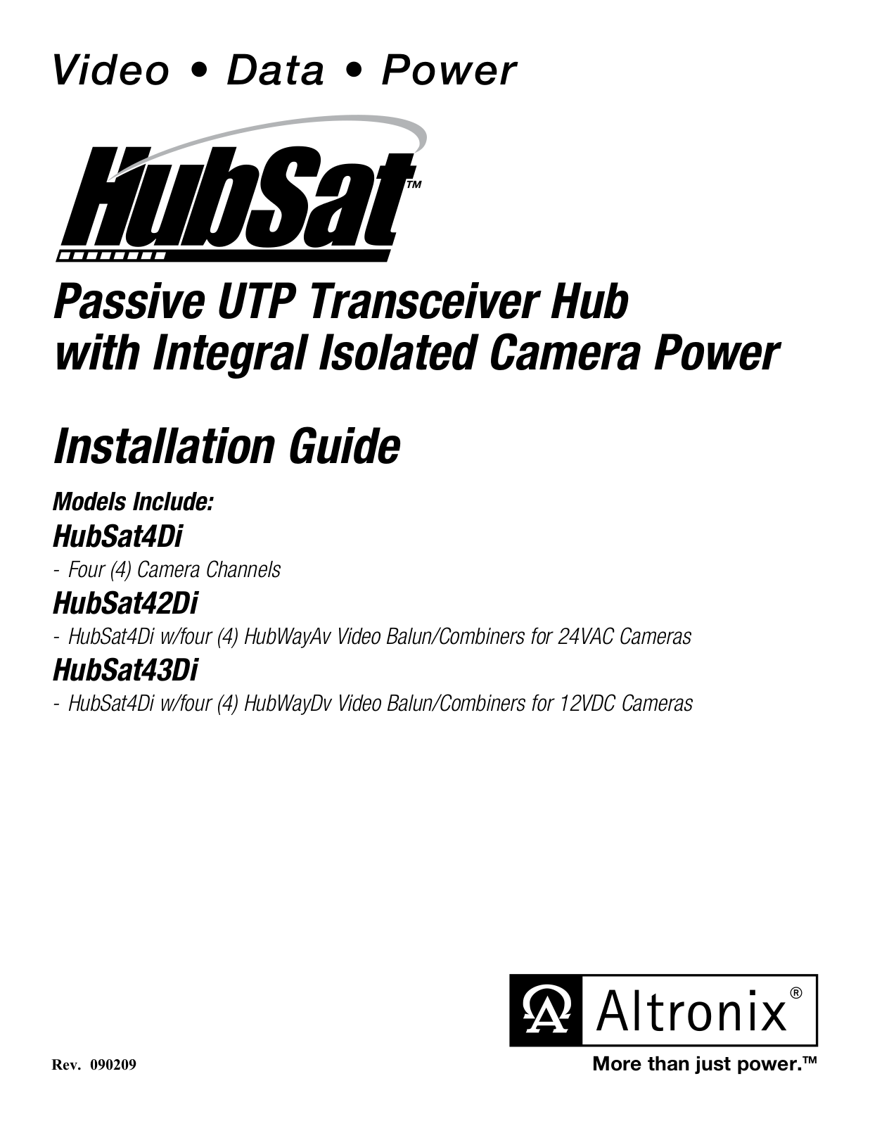 Altronix HubSat42Di, HubSat43Di Installation Instructions