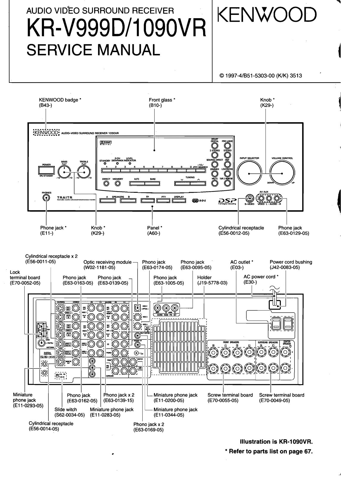 Kenwood KR-V999-D, KR-V1090-VR Service Manual