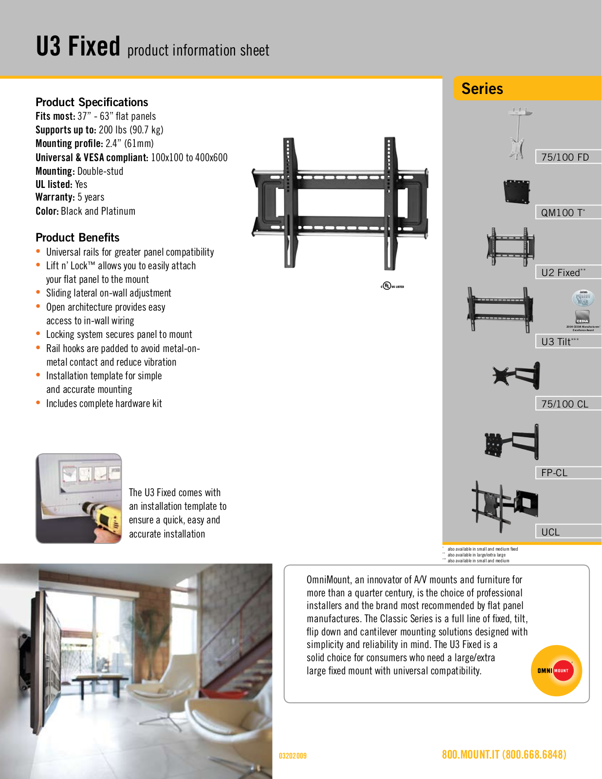 Omnimount U3 Fixed Sales Sheet