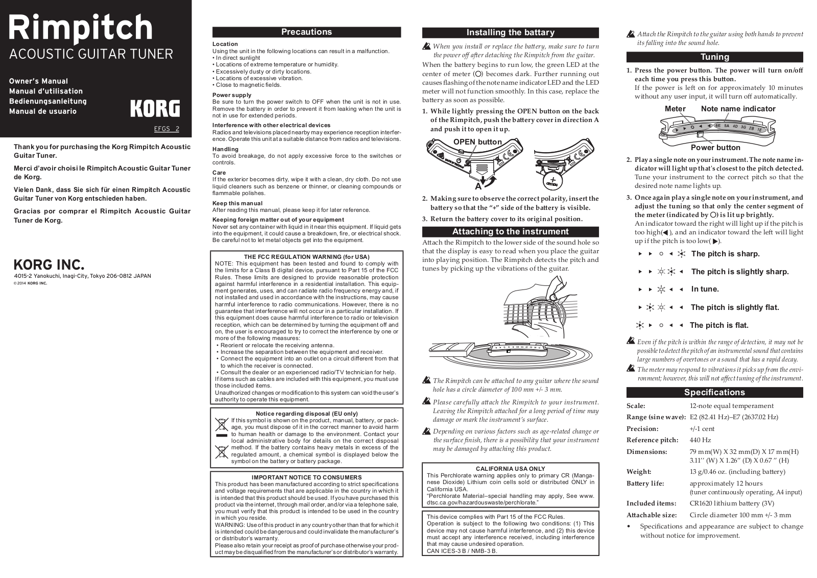 Korg Rimpitch OWNER’S MANUAL