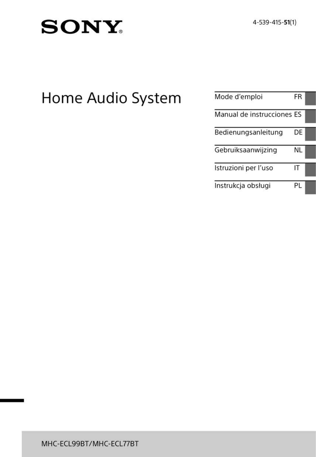 Sony MHC-ECL99BT, MHC-ECL77BT User guide