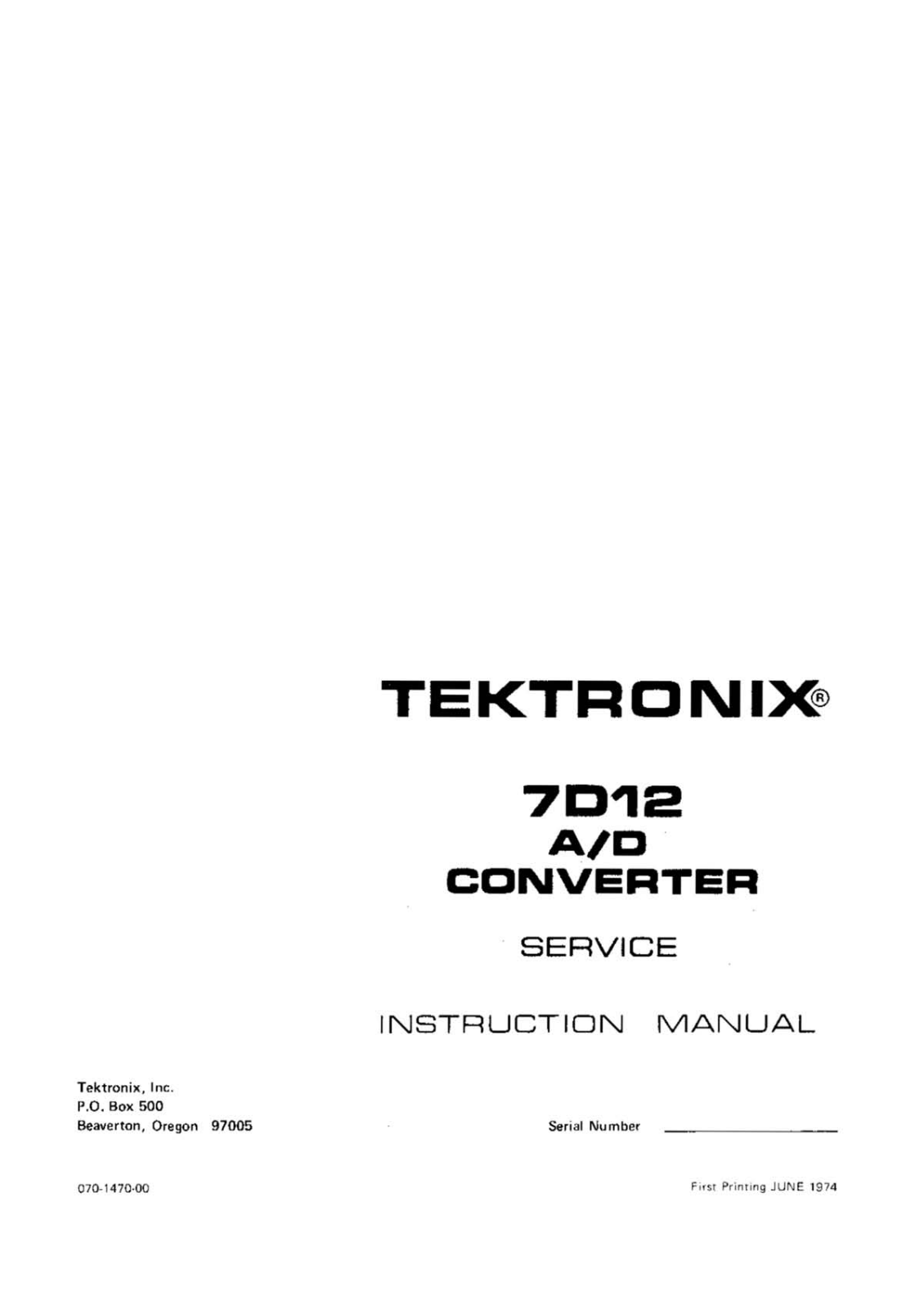 Tektronix 7D12 Service Manual