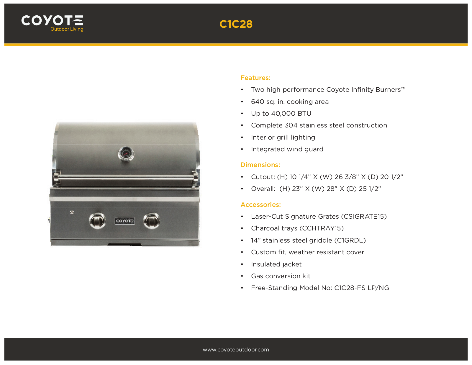 Coyote C1C28NG, C1C28NGFS Product Sell Sheet