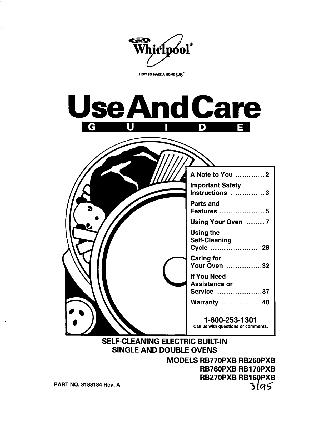 Whirlpool RB760PXB, RB16 PXB, RB260PXB, RB270PXB, RB170PXB User Manual - ManualMachine.com