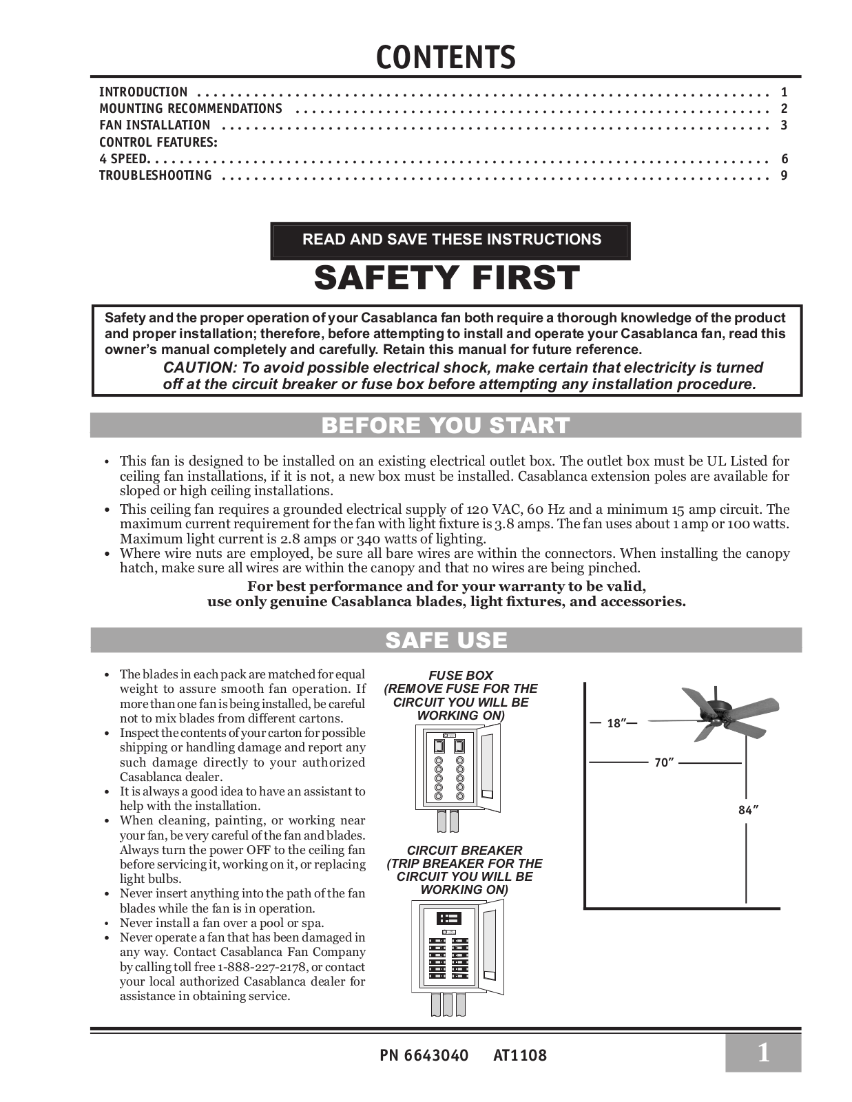 Casablanca Fan Company 66HXXF User Manual