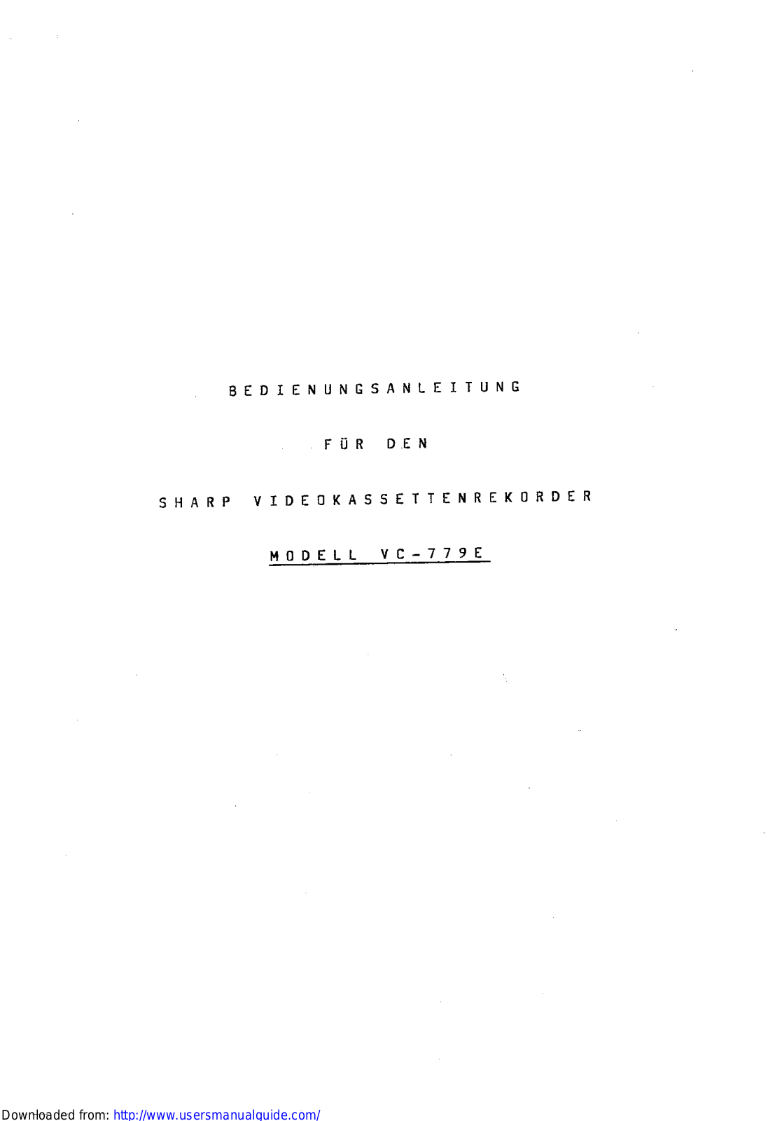 SHARP VC-779E User Manual