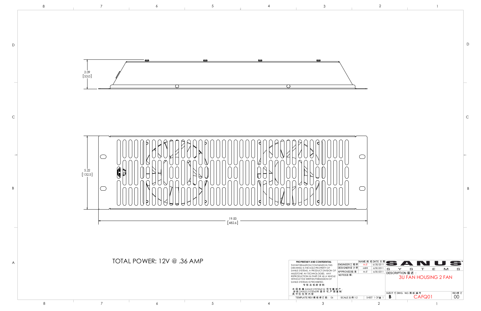 Sanus CAFQ01 Dimensions Guide