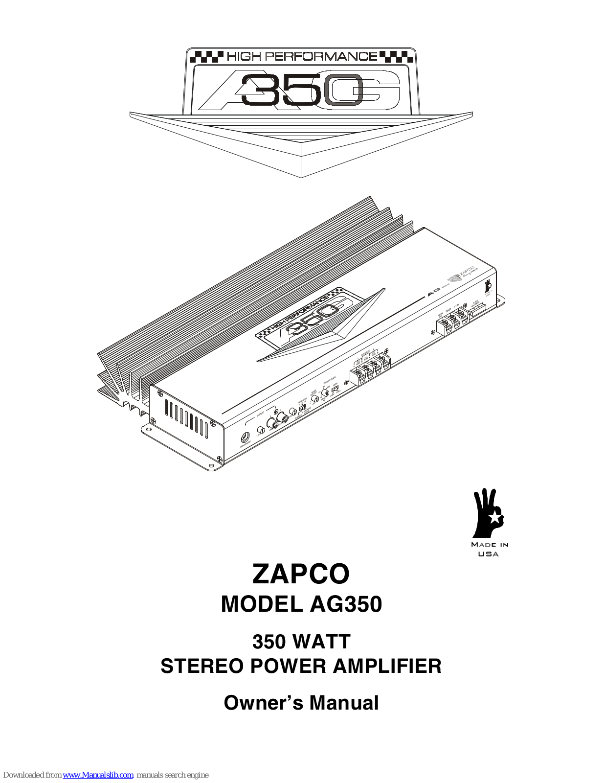 zapco AG350 Owner's Manual