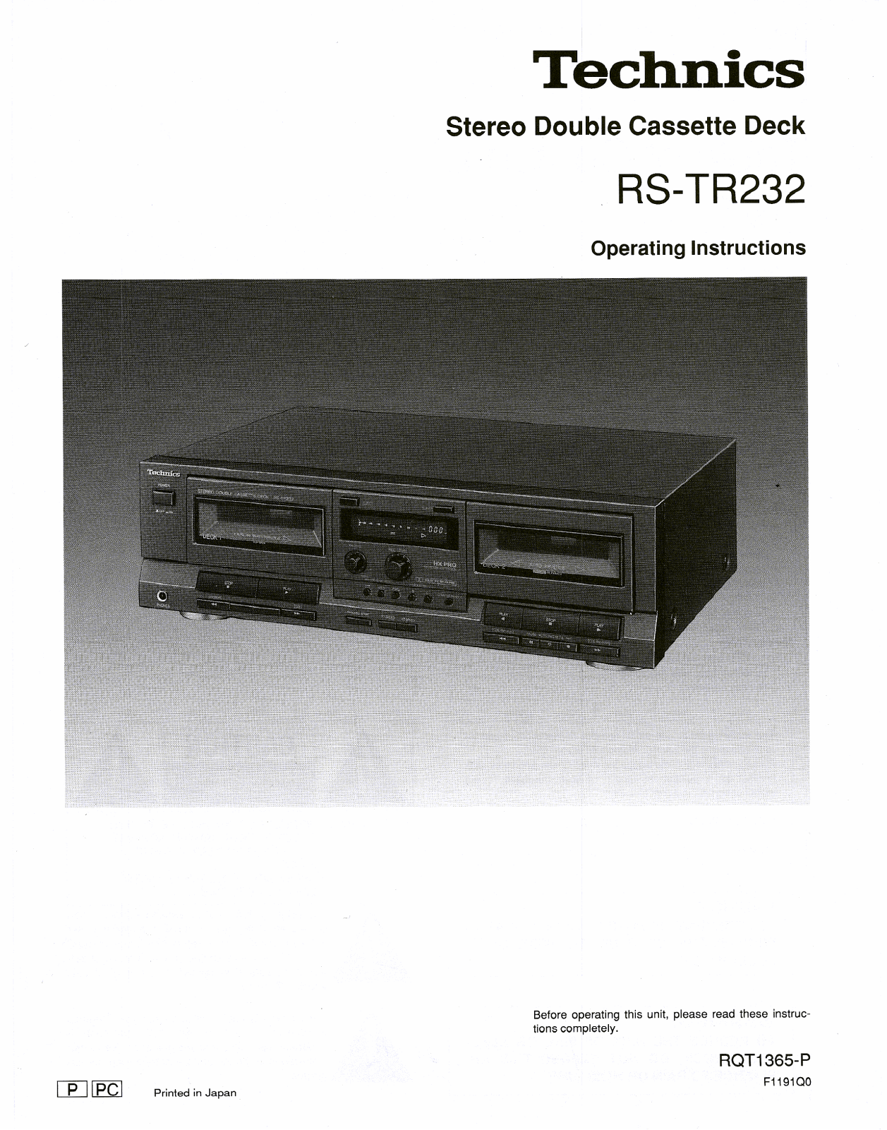 Technics RSTR-232 Owners manual