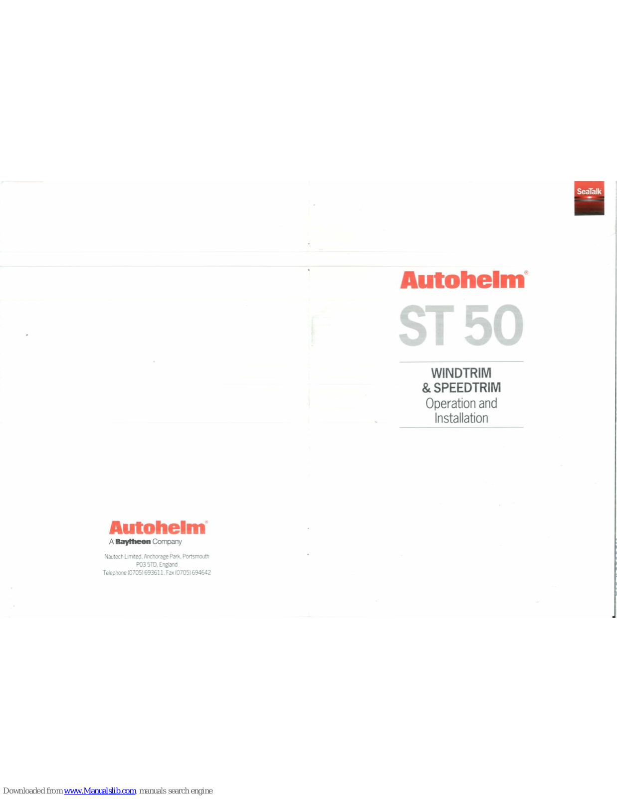 AUTOHELM ST50 Wind Trim, ST50 Speed Trim Operation And Installation - ManualMachine.com