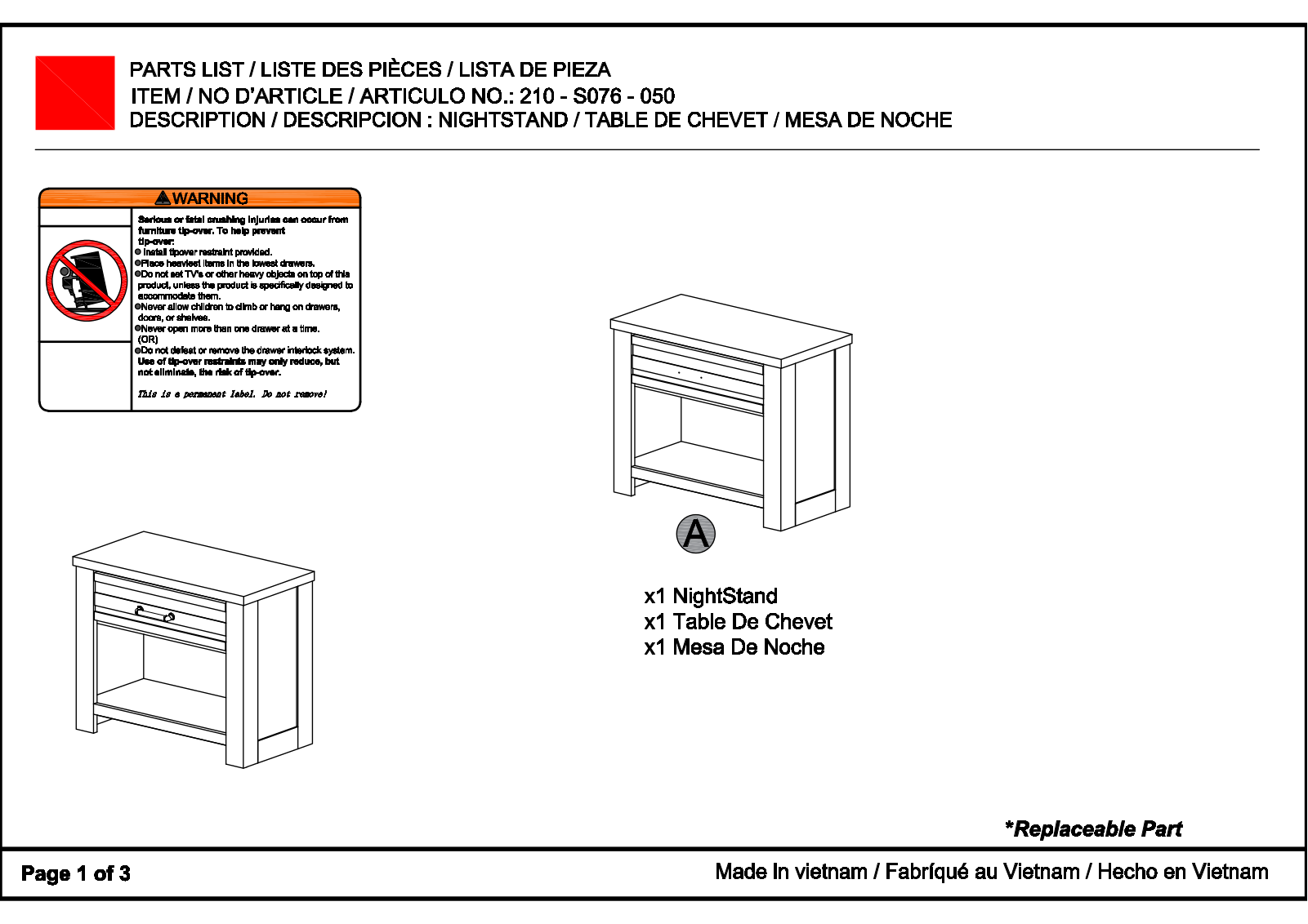 HomeFare 210S076050 Assembly Guide