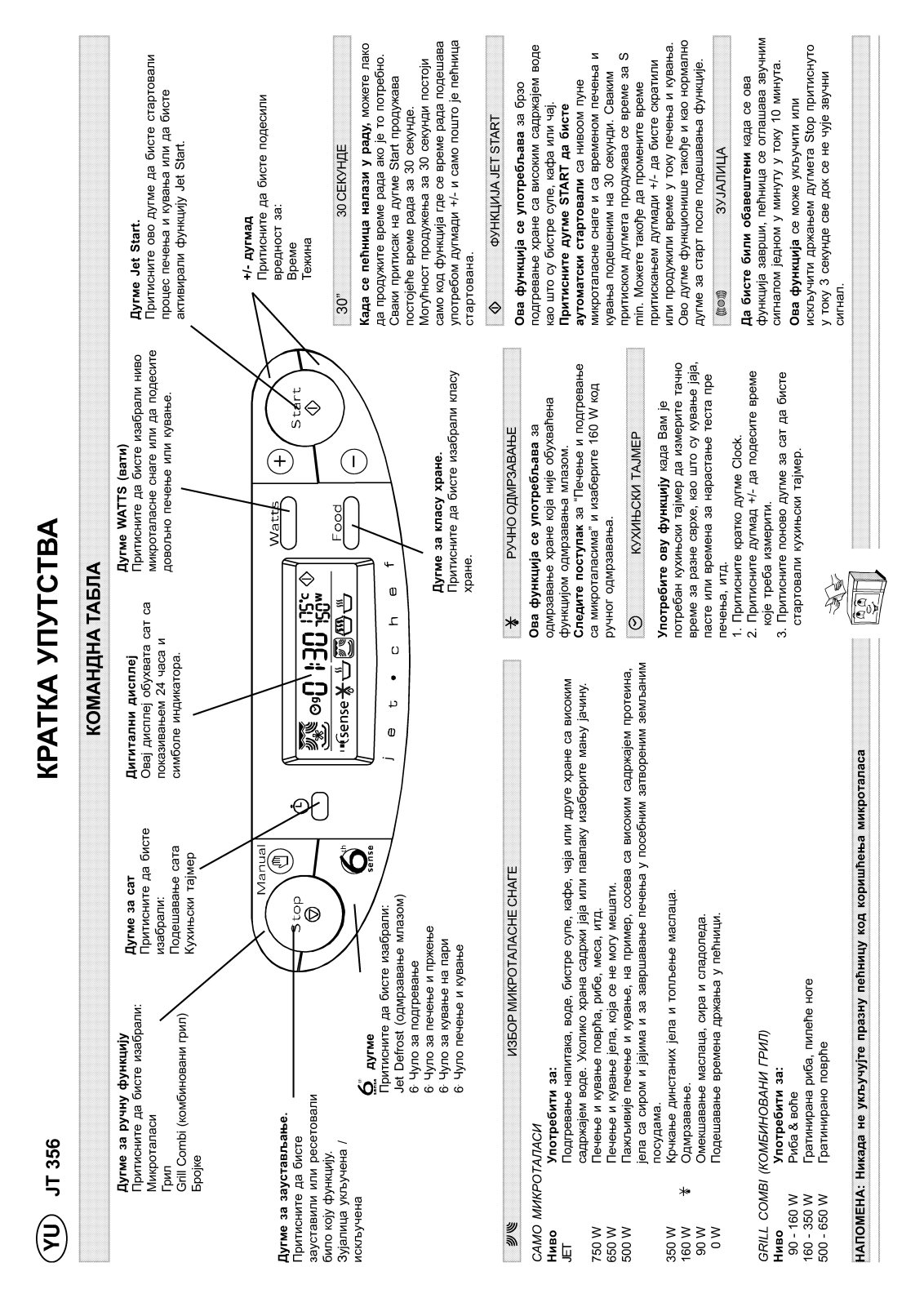 Whirlpool JT 356 alu, JT 355/Alu, JT 356 black Quick reference guide