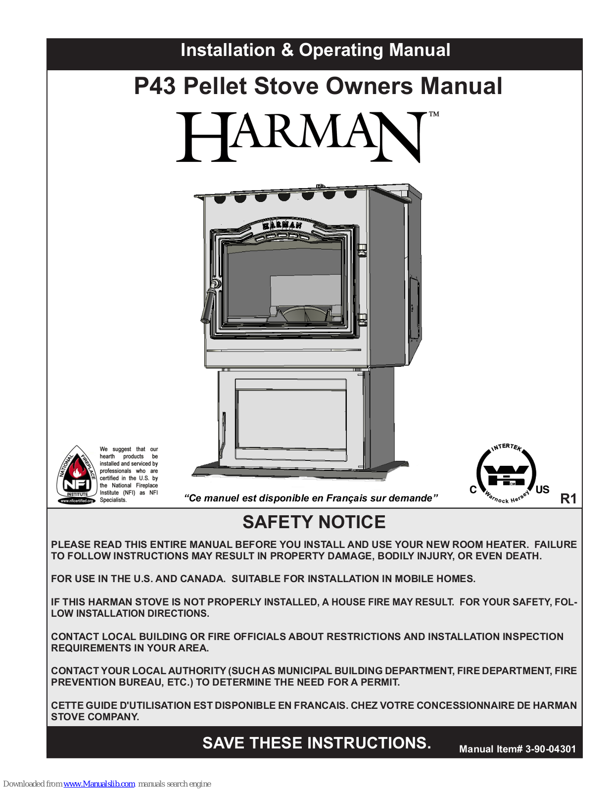 Harman P43 Installation & Operating Manual