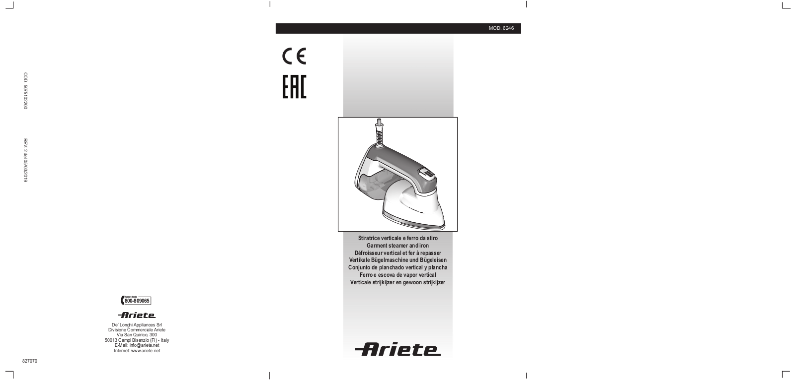 Ariete 6246 operation manual