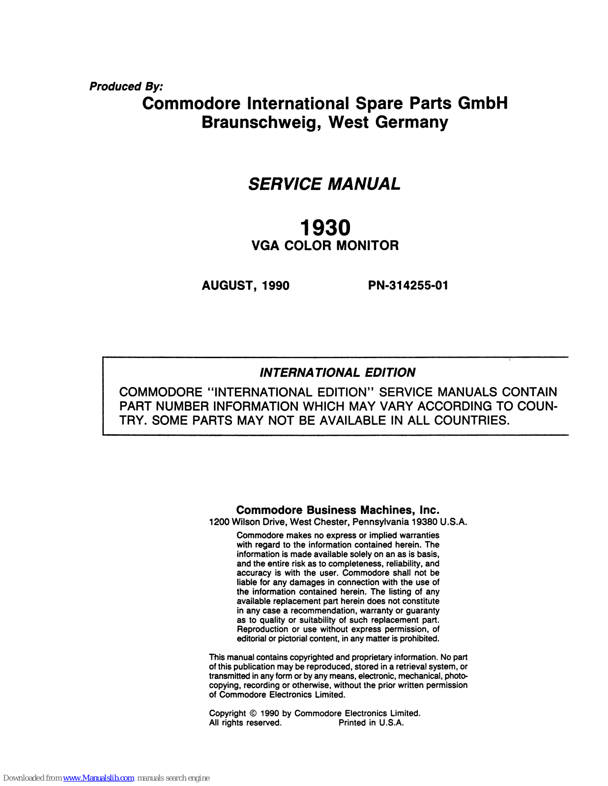 Commodore 1930 Service Manual - ManualMachine.com