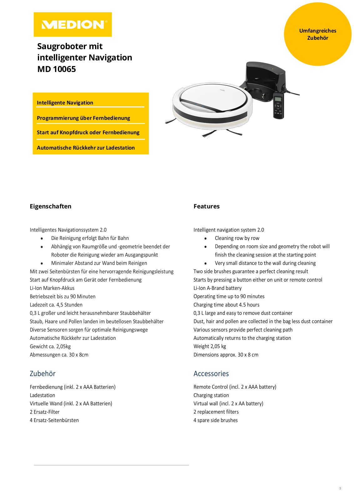 Medion MD 10065 Technical data