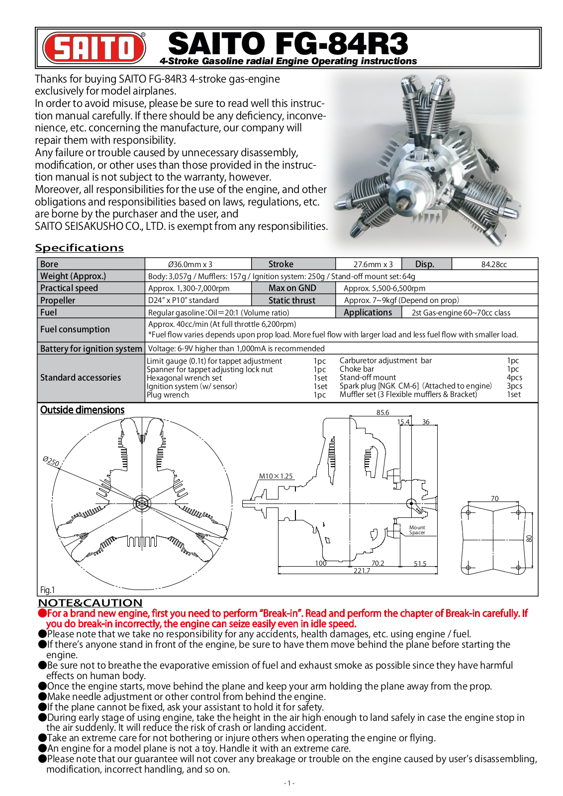 Saito FG-84R3 User Manual