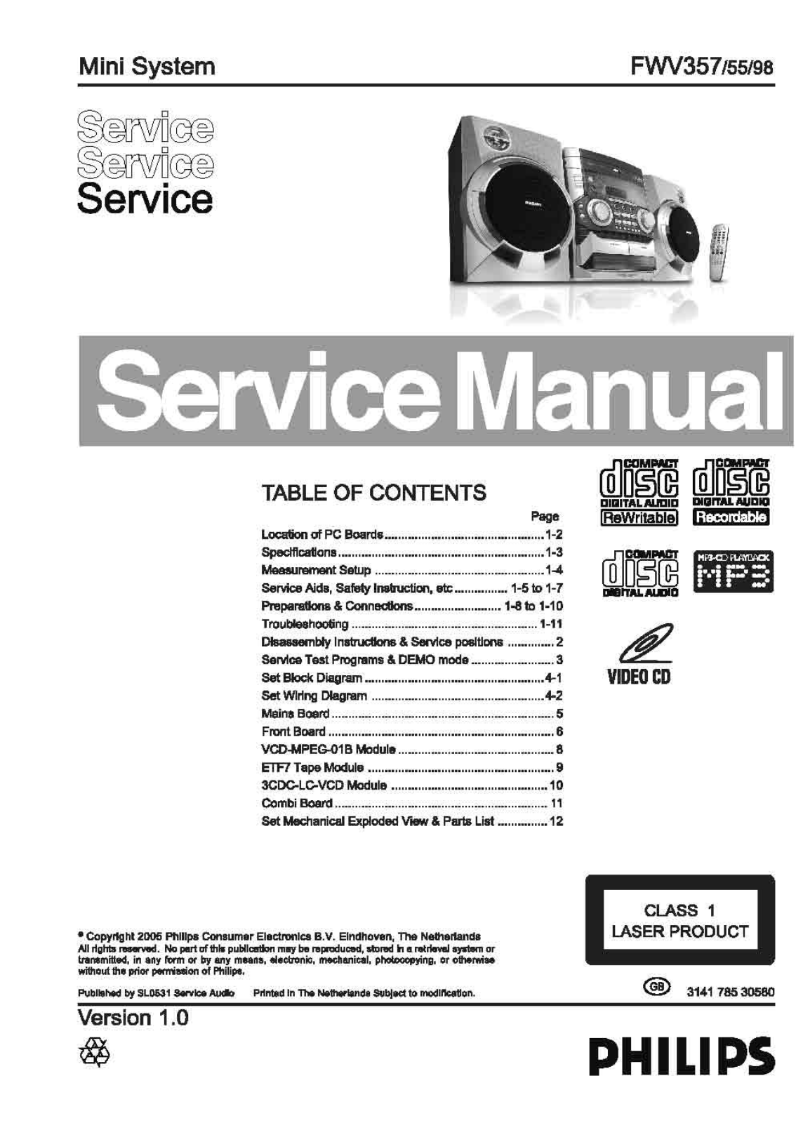 Philips FWV-357 Service Manual