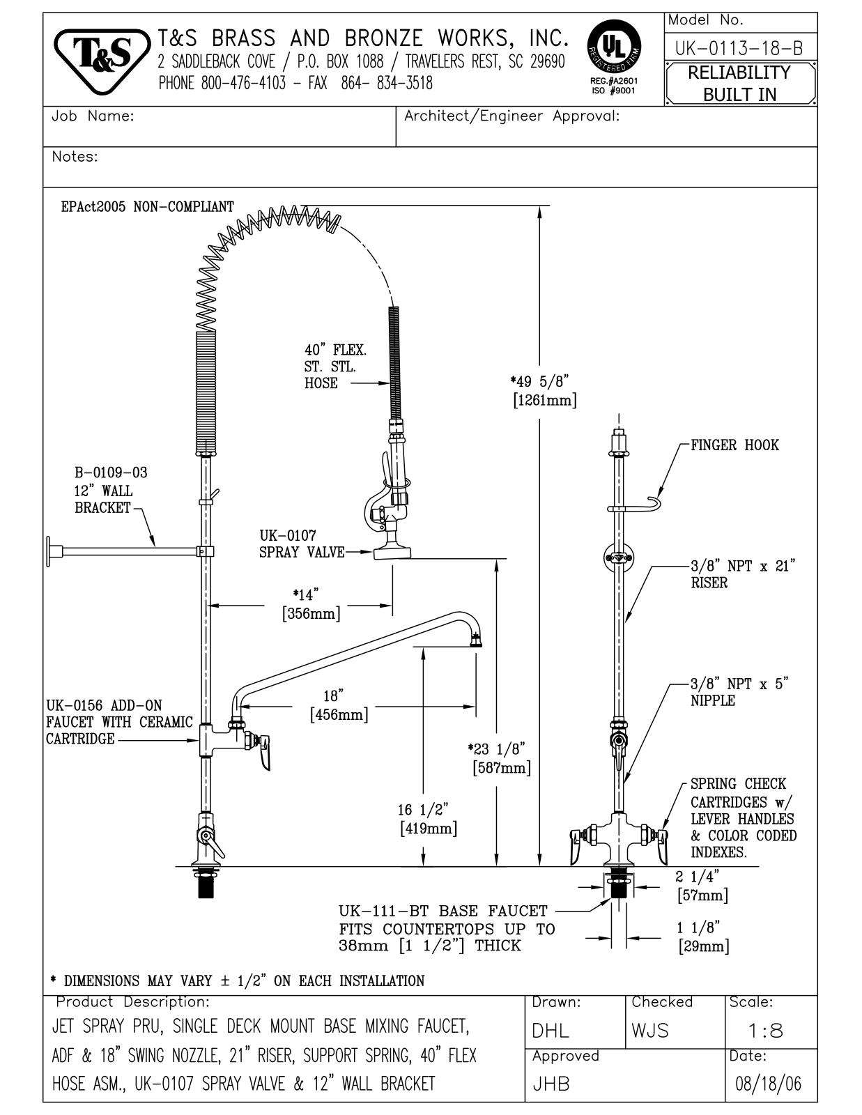 T&S Brass UK-0113-18-B User Manual