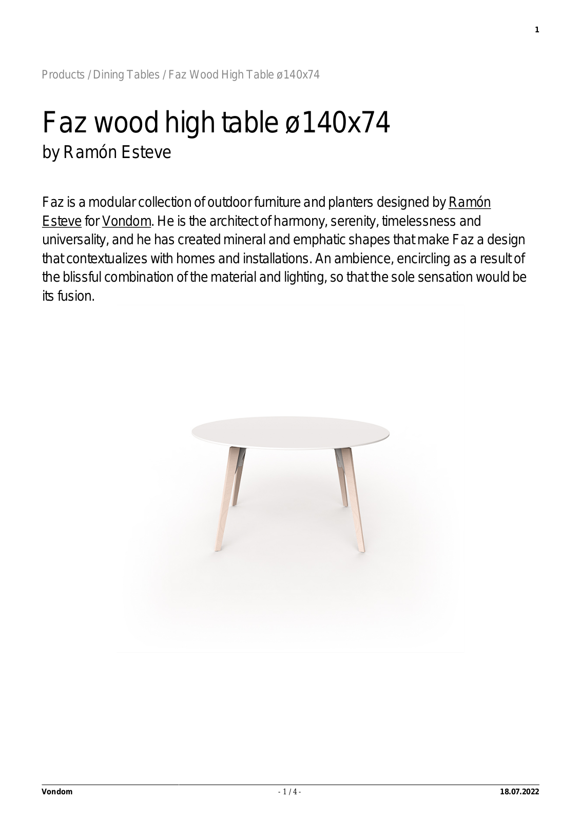 Vondom UCZW3114 Specifications - ManualMachine.com