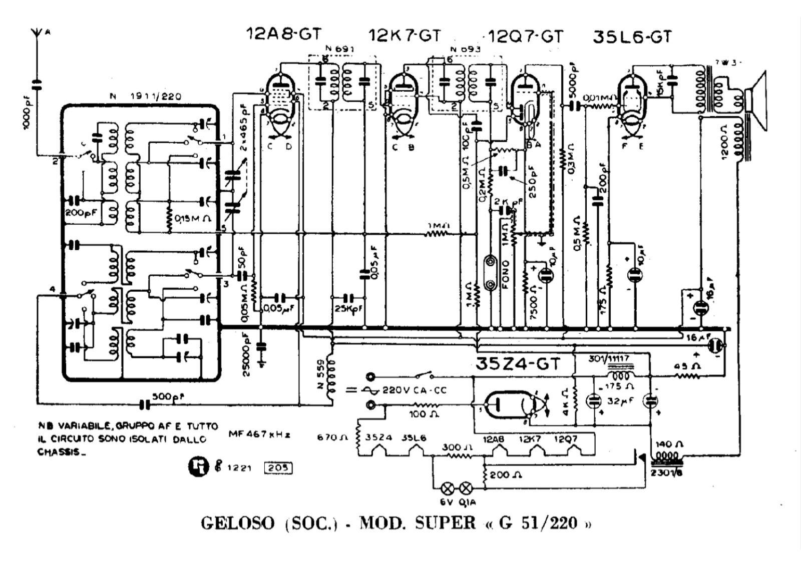 Geloso g51 220 schematic