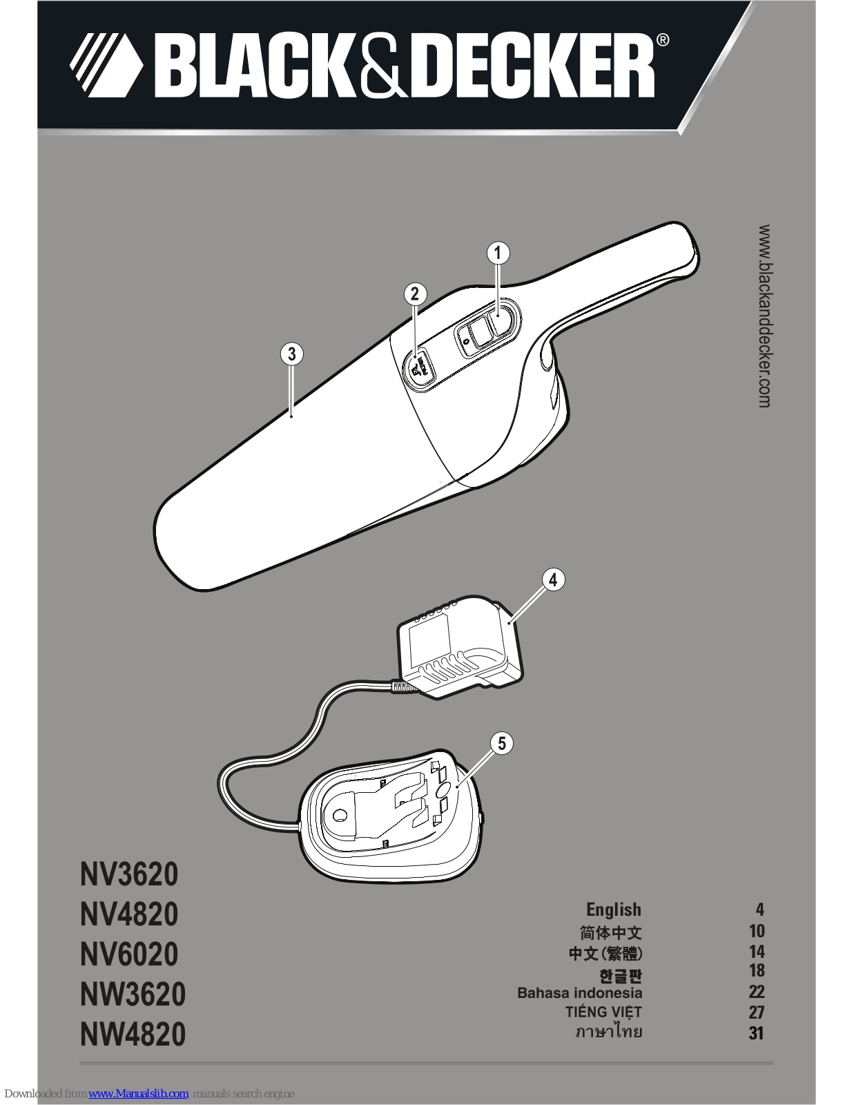 Black & Decker NV3620, NV4820, NV6020, NW3620, NW4820 User Manual