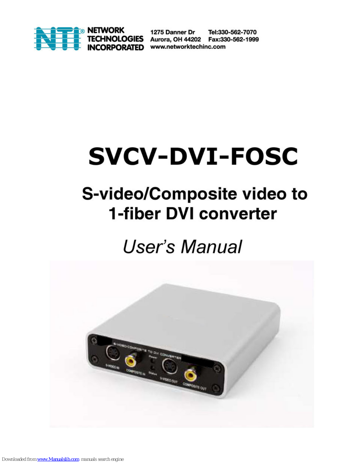 NTI SVCV-DVI-FOSC User Manual